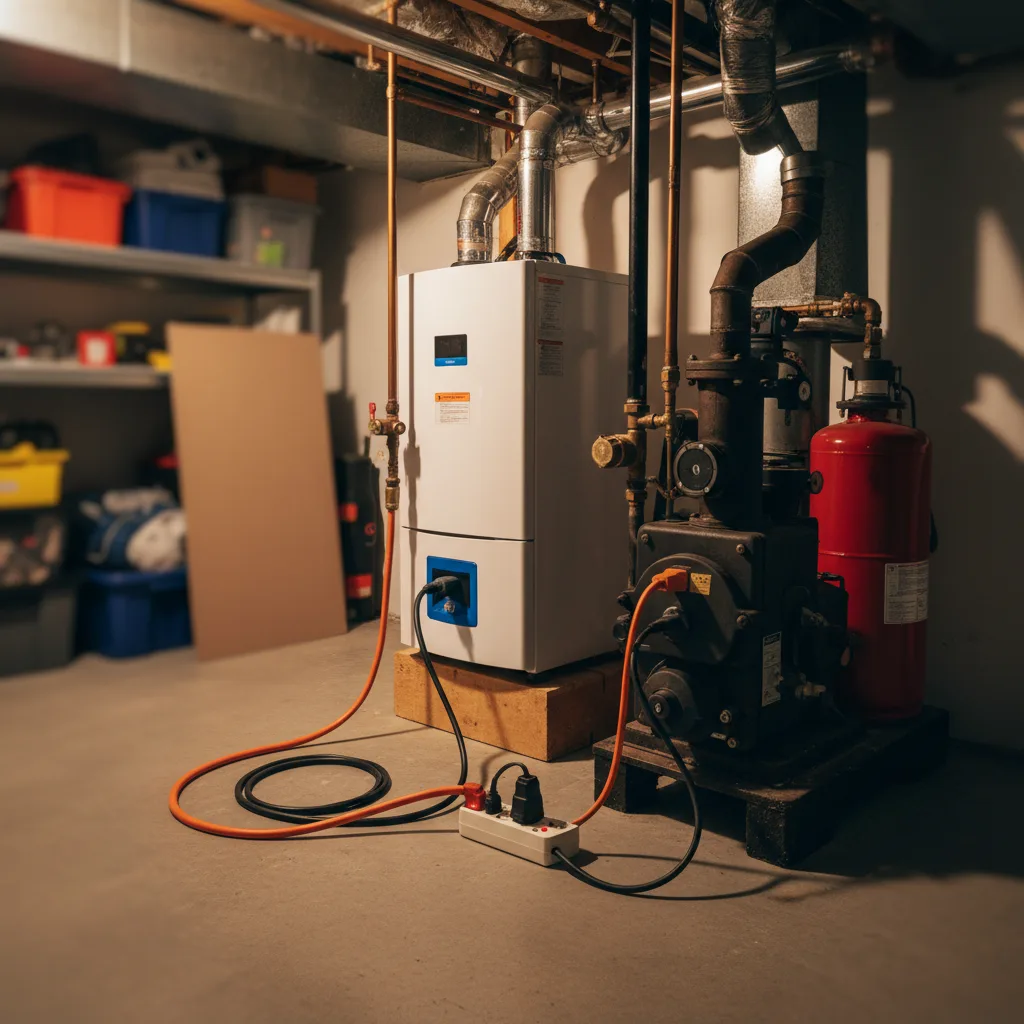 Die EcoFlow Delta Pro Powerstation im Test, versorgt eine Gastherme und Ölheizung mit Strom.