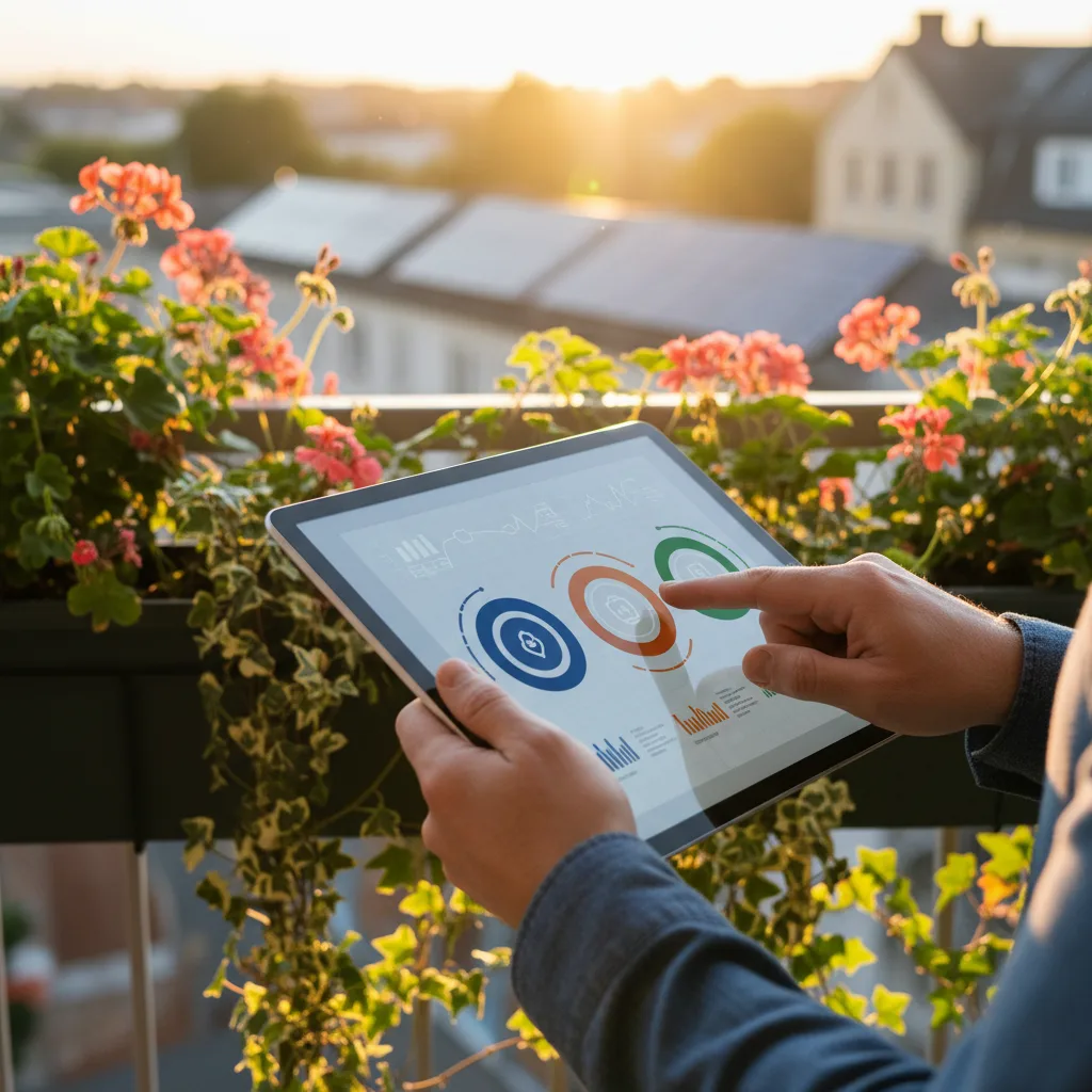 Solargenerator für den Balkon mit Hervorhebung relevanter Kaufaspekte wie Kapazität, Leistung und Akkutyp.