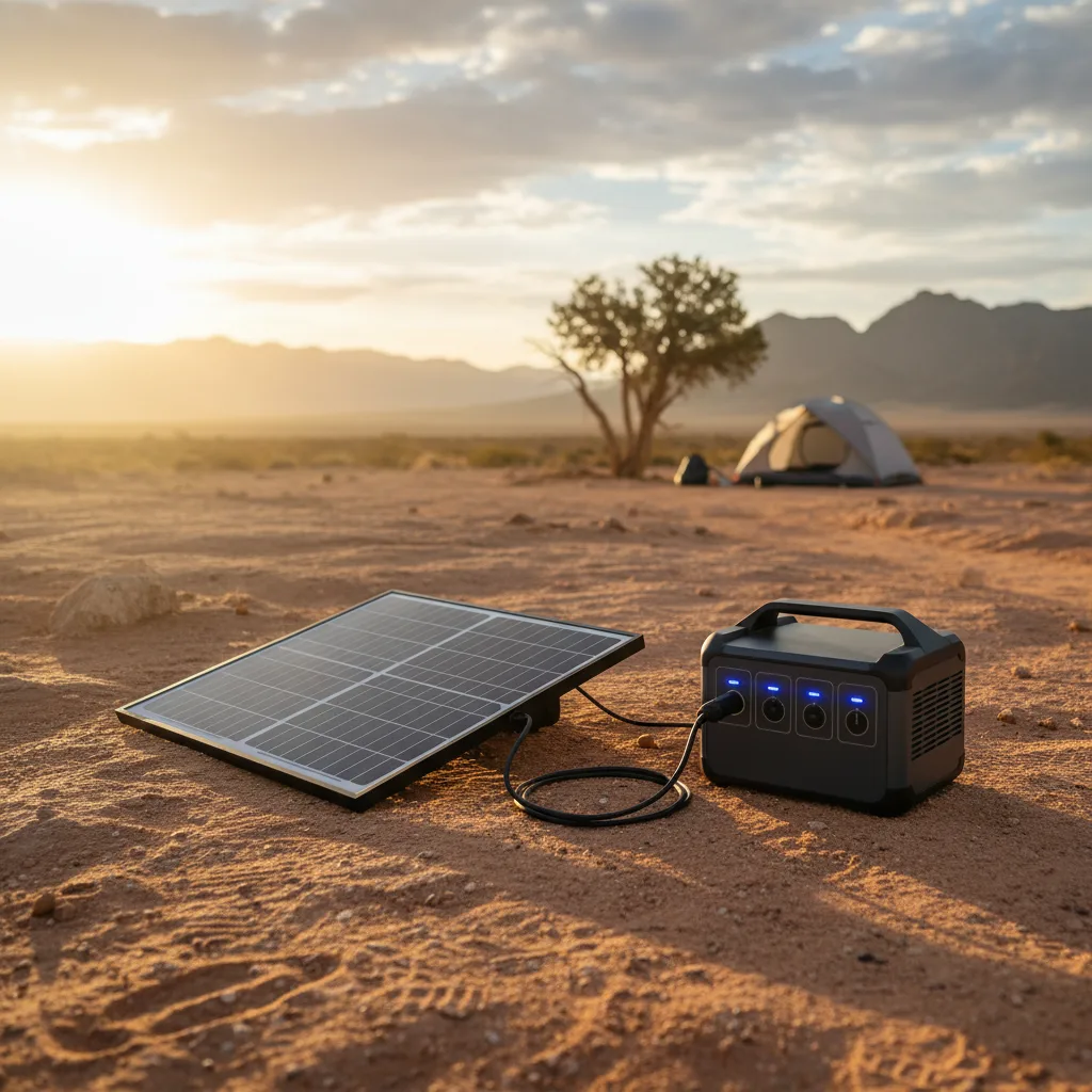 CPAP-Powerstation wird mit Solarpanel über Solarenergie geladen.